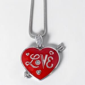 Brighton Love Heart Arrow Reversible Red Enamel Pendant Necklace 16-18 Inch